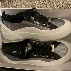 Jimmy Choo shaded fine glitter/liquid leather shoe